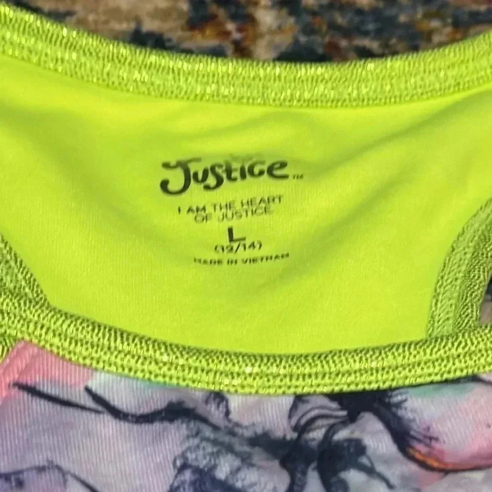NWT justice bright neon tank top shirt girls large 12/14
